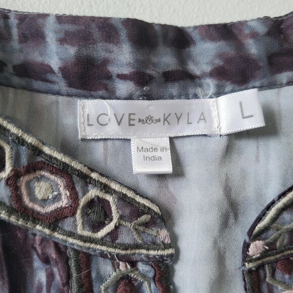 Love Kyla Tunic Top Womens Large Embroidered Boho Floral Blouse India - Picture 5 of 10